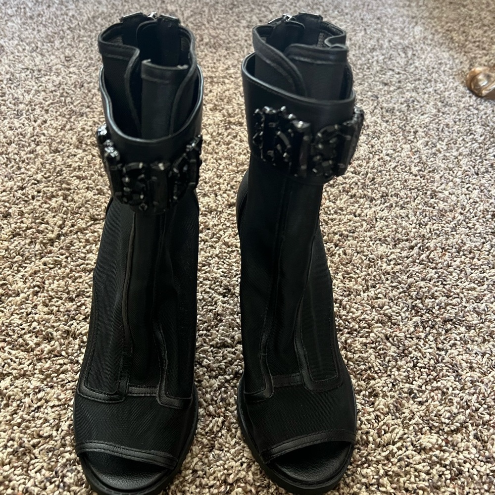 Stiletto peep toe booties